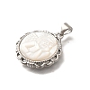 Brass Pave Natural White Shell Carved Angel Pendants KK-Z091-03P-2