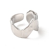 Non-Tarnish 304 Stainless Steel Wave Open Cuff Ring for Women RJEW-E063-17P-2