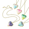 304 Stainless Steel Enamel Heart Pendant Cable Chain Necklaces NJEW-JN05163-2