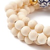 Natural Wood  & Porcelain & Synthetic Hematite Round Beaded Necklace for Women NJEW-JN03874-11