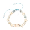 Ocean Synthetic Turquoise Fish Starfish and Natural Flower Amazonite Round Braided Bead Bracelets BJEW-JB14477-3