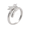 Brass Micro Pave Cubic Zirconia Bird Open Cuff Rings Set for Women RJEW-U002-11P-4