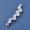 Brass Pave Clear Cubic Zirconia Leaf Links Connector Charms X-KK-Z156-15S-2