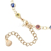 3Pcs 3 Styles Handmade Evil Eye Lampwork Brass Link Chain Anklets for Women AJEW-AN00715-6