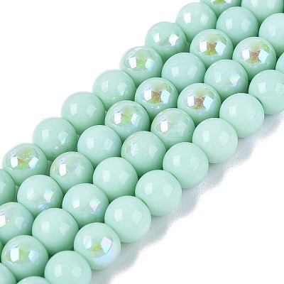 Electroplate Opaque Glass Beads Strands LS-EGLA-Q132-6MM-01C-11-1