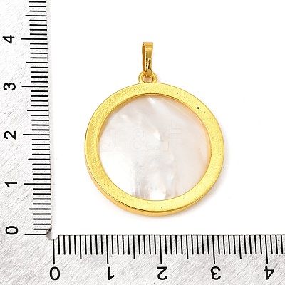 Rack Plating Carved Natural White Shell Pendants SH-CBA69D1-03G-02-1