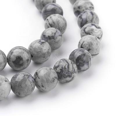 Natural Map Stone/Picasso Stone/Picasso Jasper Beads Strands G-G047-8mm-1