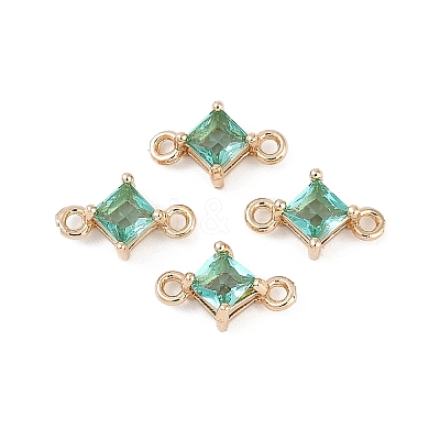 Brass Pave Glass Rhombus Links Connector Charms GLAA-Q088-001B-1