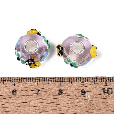3D Lampwork & Brass Core European Beads LAMP-Q042-01C-1