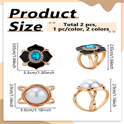 2Pcs 2 Styles Alloy Scarf Buckle AJEW-LP0010-59-1