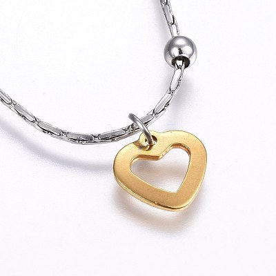 304 Stainless Steel Charm Bracelets STAS-O099-03GP-1