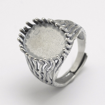 Adjustable Thailand 925 Sterling Silver Solitaire Ring Settings STER-P033-30AS-1