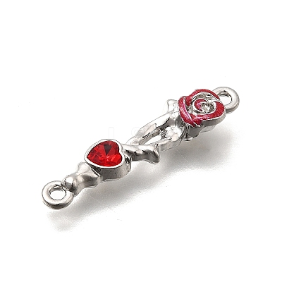 Alloy Rhinestone Rose Flower Heart Links Connector Charms FIND-D305-10P-1