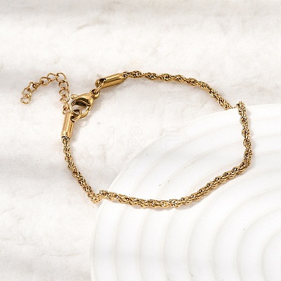 304 Stainless Steel Rope Chain Bracelets for Women BJEW-P395-01G-1