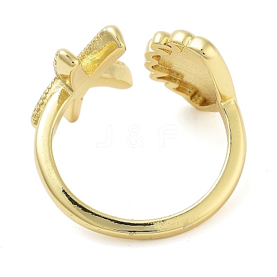 Brass Open Cuff Rings for Women RJEW-Z072-02G-04-1