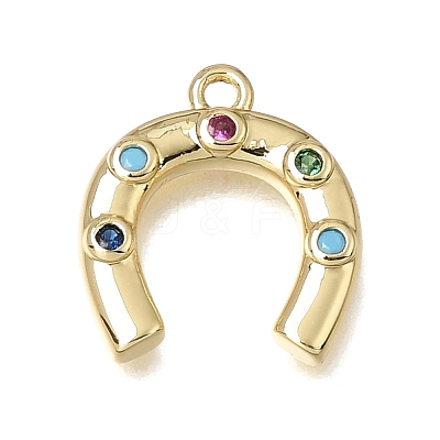 Brass Micro Pave Colorful Cubic Zirconia Charms KK-K427-18G-01-1