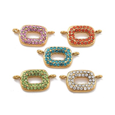 304 Stainless Steel Rhinestone Connector Charms STAS-M092-09G-1