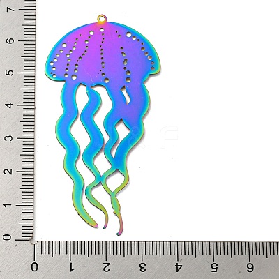 Ion Plating(IP) 201 Stainless Steel Etched Metal Embellishments Pendants STAS-G328-02K-RC-1