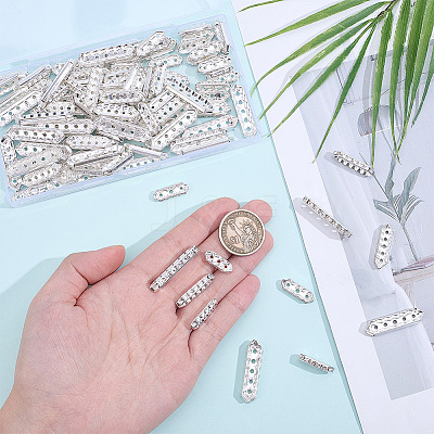 120Pcs 4 Styles Alloy Crystal Rhinestone Spacer Bars FIND-ME0004-07S-1