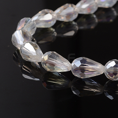 Faceted Teardrop Electroplate Glass Beads Strands X-EGLA-D015-15x10mm-01-1