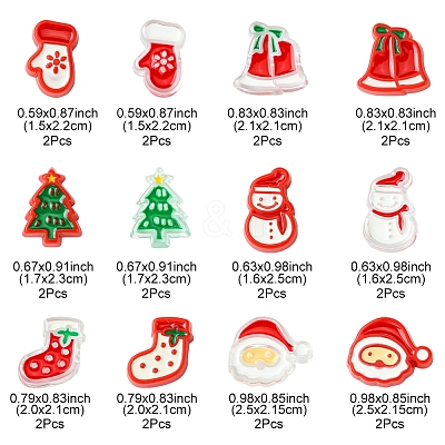 24Pcs 12 Styles Christmas Decorations Theme Opaque Acrylic Bead with Enamel FIND-FS0002-66-1