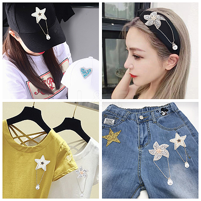 6Pcs 2 Style Star & Windmill Glitter Hotfix Rhinestone DIY-FG0002-26-1