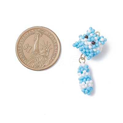 3Pcs Glass Seed Beaded Cat Pendants PALLOY-MZ01020-1