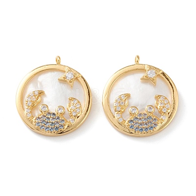 Real 18K Gold Plated Brass Micro Pave Clear Cubic Zirconia Pendants ZIRC-J039-14G-G-1