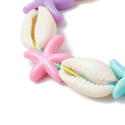 Natural Mixed Cowrie Shell Beads Braided Bead Bracelets BJEW-JB11785-1