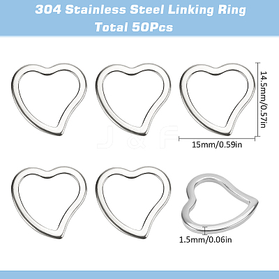 50Pcs 304 Stainless Steel Linking Ring STAS-SC0007-50-1