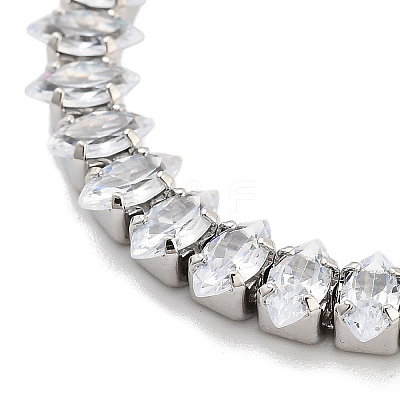 Brass Pave Clear Cubic Zirconia Horse Eye Link Bracelets BJEW-YWC0002-03B-P-1