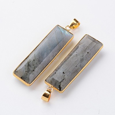 Faceted Rectangle Natural Labradorite Pendants G-M294-08-1