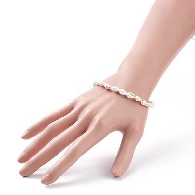 Natural Shell Beaded Bracelet BJEW-JB08162-1