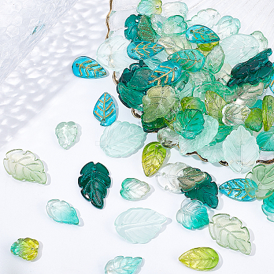 100Pcs 10 Style Transparent Glass Pendants GLAA-SC0001-65-1