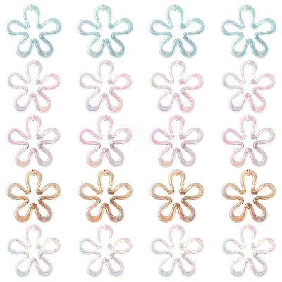 20Pcs 5 Colors Plated UV Acrylic Beads TACR-FS0001-66-1