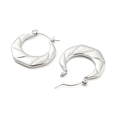Non-Tarnish Twist Ring 304 Stainless Steel Hoop Earrings for Women EJEW-C067-04P-1