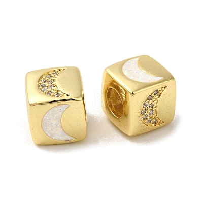 Rack Plating Brass Micro Pave Cubic Zirconia Beads KK-P268-01G-11-1