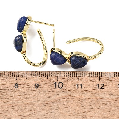 Valentine's Day Heart Natural Lapis Lazuli Stud Earrings EJEW-T053-01G-12-1