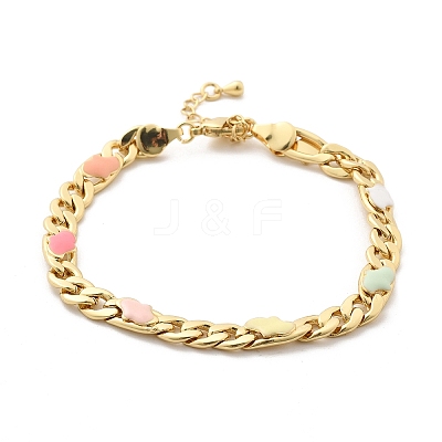 Brass Enamel Links Bracelets for Women BJEW-B125-06G-1