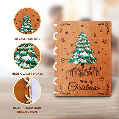Wooden Commemorative Cards Book WOOD-WH0045-06-1