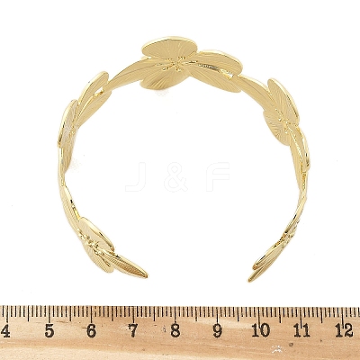 Flower Brass Cuff Open Bangles BJEW-M060-05G-1