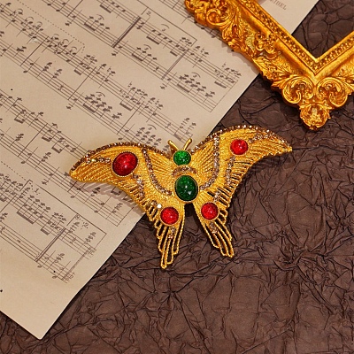 Retro Alloy Rhinestones Butterfly Brooches JEWB-S022-10A-1
