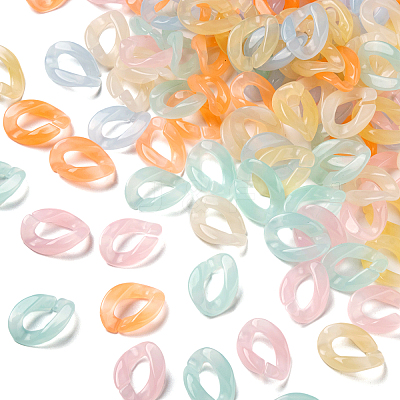 150Pcs 6 Colors Imitation Jelly Acrylic Linking Rings JACR-CJ0001-01-1