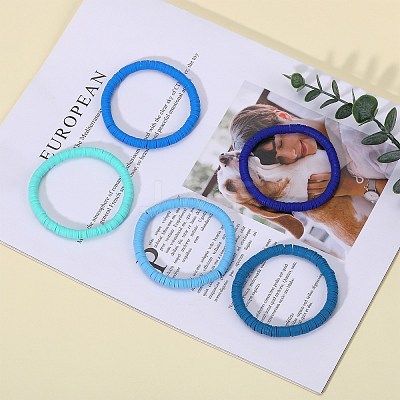 Polymer Clay Heishi Surfer Stretch Bracelets Set BJEW-SW00128-1