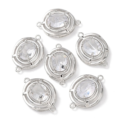 Brass with Glass Connector Charms KK-Z141-13P-1