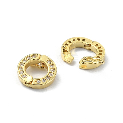 Brass Crystal Rhinestone Twister Clasps KK-P232-03A-G-1
