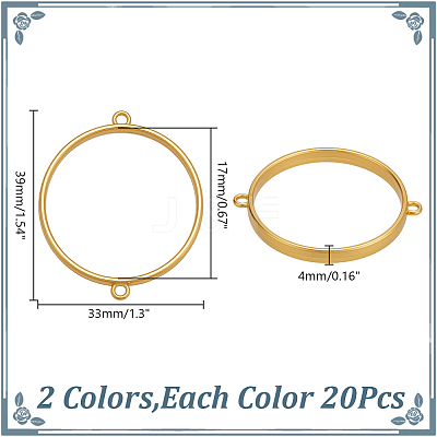40Pcs Alloy Flat Round Open Back Bezel Connector Charms FIND-AR0006-68-1