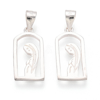 925 Sterling Silver Arch Shape with Virgin Pendants STER-N016-120S-1