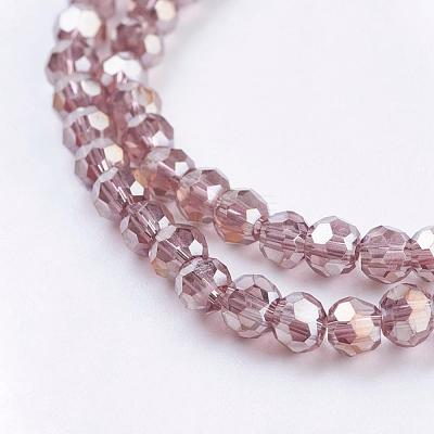 Faceted(32 Facets) Round Electroplate AB Color Plated Glass Beads Strands X-EGLA-D021-81-1