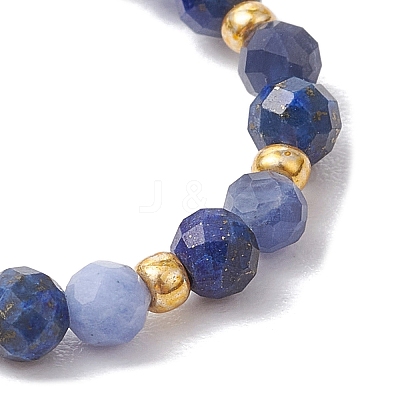 Natural Sodalite Beaded Stretch Rings RJEW-JR00867-01-1